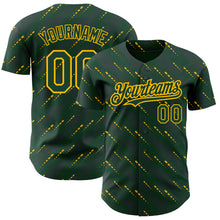 Load image into Gallery viewer, Custom Green Green-Gold 3D Pattern Design Slant Lines Authentic Baseball Jersey