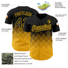 Load image into Gallery viewer, Custom Black Gold 3D Pattern Design Gradient Square Shapes Authentic Baseball Jersey