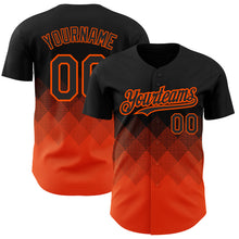 Load image into Gallery viewer, Custom Black Orange 3D Pattern Design Gradient Square Shapes Authentic Baseball Jersey