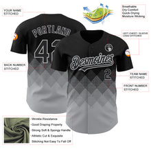 Load image into Gallery viewer, Custom Black Gray 3D Pattern Design Gradient Square Shapes Authentic Baseball Jersey