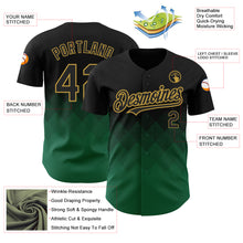 Load image into Gallery viewer, Custom Black Kelly Green-Old Gold 3D Pattern Design Gradient Square Shapes Authentic Baseball Jersey