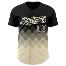Load image into Gallery viewer, Custom Black Cream 3D Pattern Design Gradient Square Shapes Authentic Baseball Jersey