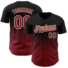 Load image into Gallery viewer, Custom Black Crimson-City Cream 3D Pattern Design Gradient Square Shapes Authentic Baseball Jersey