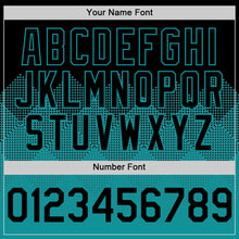 Load image into Gallery viewer, Custom Black Teal 3D Pattern Design Gradient Square Shapes Authentic Baseball Jersey