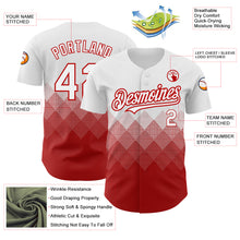 Load image into Gallery viewer, Custom White Red 3D Pattern Design Gradient Square Shapes Authentic Baseball Jersey