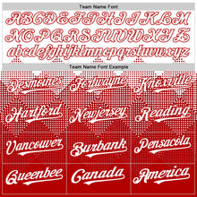 Load image into Gallery viewer, Custom White Red 3D Pattern Design Gradient Square Shapes Authentic Baseball Jersey
