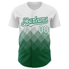 Load image into Gallery viewer, Custom White Kelly Green 3D Pattern Design Gradient Square Shapes Authentic Baseball Jersey