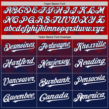 Load image into Gallery viewer, Custom Red White-Navy 3D Pattern Design Gradient Square Shapes Authentic Baseball Jersey