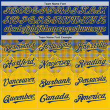 Load image into Gallery viewer, Custom Royal Yellow 3D Pattern Design Gradient Square Shapes Authentic Baseball Jersey