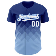 Load image into Gallery viewer, Custom Royal White-Light Blue 3D Pattern Design Gradient Square Shapes Authentic Baseball Jersey