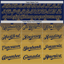 Load image into Gallery viewer, Custom Navy Old Gold 3D Pattern Design Gradient Square Shapes Authentic Baseball Jersey