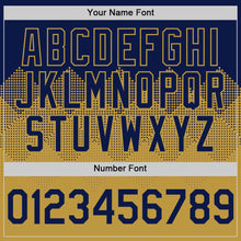 Load image into Gallery viewer, Custom Navy Old Gold 3D Pattern Design Gradient Square Shapes Authentic Baseball Jersey