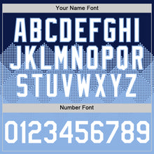 Load image into Gallery viewer, Custom Navy White-Light Blue 3D Pattern Design Gradient Square Shapes Authentic Baseball Jersey