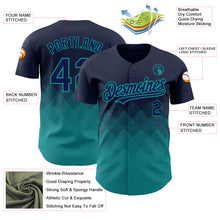 Load image into Gallery viewer, Custom Navy Teal 3D Pattern Design Gradient Square Shapes Authentic Baseball Jersey