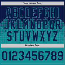 Load image into Gallery viewer, Custom Navy Teal 3D Pattern Design Gradient Square Shapes Authentic Baseball Jersey