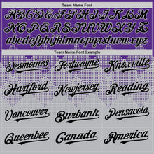 Load image into Gallery viewer, Custom Purple Black-Gray 3D Pattern Design Gradient Square Shapes Authentic Baseball Jersey