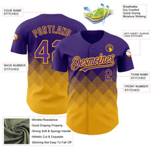 Load image into Gallery viewer, Custom Purple Gold 3D Pattern Design Gradient Square Shapes Authentic Baseball Jersey