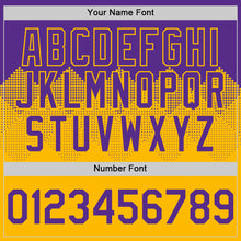 Load image into Gallery viewer, Custom Purple Gold 3D Pattern Design Gradient Square Shapes Authentic Baseball Jersey