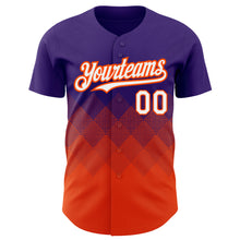 Load image into Gallery viewer, Custom Purple White-Orange 3D Pattern Design Gradient Square Shapes Authentic Baseball Jersey