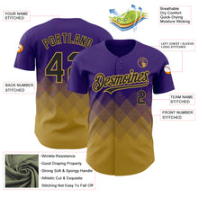 Load image into Gallery viewer, Custom Purple Black-Old Gold 3D Pattern Design Gradient Square Shapes Authentic Baseball Jersey
