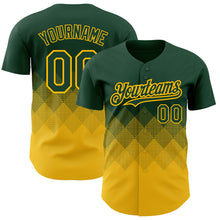 Load image into Gallery viewer, Custom Green Gold 3D Pattern Design Gradient Square Shapes Authentic Baseball Jersey