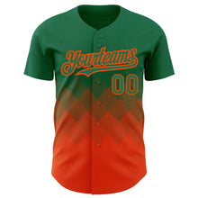 Load image into Gallery viewer, Custom Kelly Green Orange 3D Pattern Design Gradient Square Shapes Authentic Baseball Jersey
