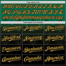 Load image into Gallery viewer, Custom Kelly Green Old Gold-Black 3D Pattern Design Gradient Square Shapes Authentic Baseball Jersey