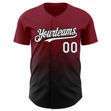 Load image into Gallery viewer, Custom Crimson White-Black 3D Pattern Design Gradient Square Shapes Authentic Baseball Jersey