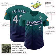 Load image into Gallery viewer, Custom Teal Gray-Navy 3D Pattern Design Gradient Square Shapes Authentic Baseball Jersey