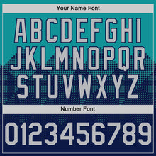 Load image into Gallery viewer, Custom Teal Gray-Navy 3D Pattern Design Gradient Square Shapes Authentic Baseball Jersey