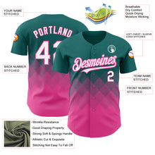 Load image into Gallery viewer, Custom Teal White-Pink 3D Pattern Design Gradient Square Shapes Authentic Baseball Jersey