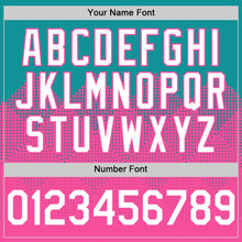 Load image into Gallery viewer, Custom Teal White-Pink 3D Pattern Design Gradient Square Shapes Authentic Baseball Jersey