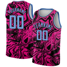 Load image into Gallery viewer, Custom Pink Light Blue-Black 3D Pattern Design Abstract Psychedelic Liquid Wave Authentic Basketball Jersey