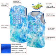 Load image into Gallery viewer, Custom Tie Dye Light Blue-White 3D Authentic Basketball Jersey