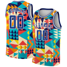 Load image into Gallery viewer, Custom Aqua Royal-White 3D Pattern Design Geometric Shapes Authentic Basketball Jersey