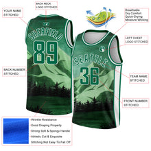 Load image into Gallery viewer, Custom Kelly Green White 3D Pattern Design Natural Landscape Watercolor Style Authentic Basketball Jersey