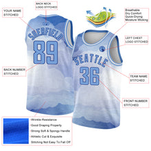 Load image into Gallery viewer, Custom White Light Blue-Royal 3D Pattern Design Sky With Clouds Watercolor Style Authentic Basketball Jersey