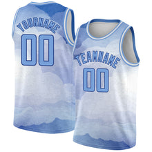 Load image into Gallery viewer, Custom White Light Blue-Royal 3D Pattern Design Sky With Clouds Watercolor Style Authentic Basketball Jersey