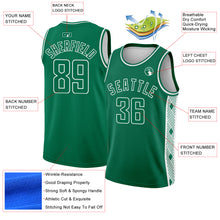 Load image into Gallery viewer, Custom Kelly Green White Side Panel Abstract Lines Authentic City Edition Basketball Jersey