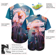 Load image into Gallery viewer, Custom Navy Light Pink-White 3D Pattern Design Jellyfish Floating In The Ocean Authentic Baseball Jersey