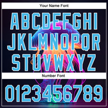 Load image into Gallery viewer, Custom Black Sky Blue-White 3D Pattern Design Neon Jellyfish Authentic Baseball Jersey