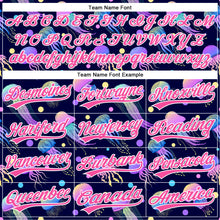 Load image into Gallery viewer, Custom Navy Pink-White 3D Pattern Design Colorful Cartoon Jellyfish Authentic Baseball Jersey