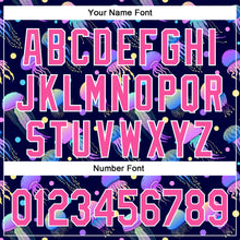 Load image into Gallery viewer, Custom Navy Pink-White 3D Pattern Design Colorful Cartoon Jellyfish Authentic Baseball Jersey