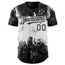 Load image into Gallery viewer, Custom Black White 3D Pattern Design Abstract Splatter Grunge Art Authentic Baseball Jersey