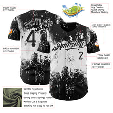 Load image into Gallery viewer, Custom Black White 3D Pattern Design Abstract Splatter Grunge Art Authentic Baseball Jersey
