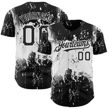 Load image into Gallery viewer, Custom Black White 3D Pattern Design Abstract Splatter Grunge Art Authentic Baseball Jersey