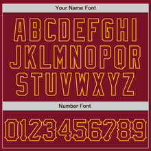 Load image into Gallery viewer, Custom Crimson Gold 3D Pattern Design Abstract Splatter Grunge Art Authentic Baseball Jersey