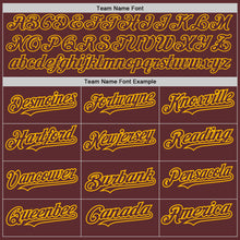 Load image into Gallery viewer, Custom Burgundy Gold 3D Pattern Design Abstract Splatter Grunge Art Authentic Baseball Jersey