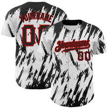 Load image into Gallery viewer, Custom White Black-Red 3D Pattern Design Abstract Sharp Shape Authentic Baseball Jersey