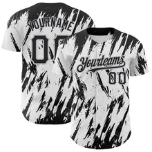 Load image into Gallery viewer, Custom White Black-Gray 3D Pattern Design Abstract Sharp Shape Authentic Baseball Jersey